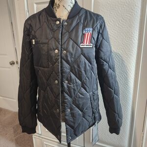 Harley-Davidson Black Quilted Reversible Jacket Black/Green